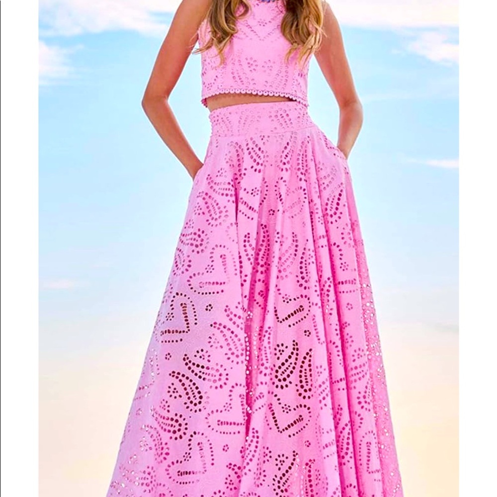 Pink Two Piece maxi skirt set- size small